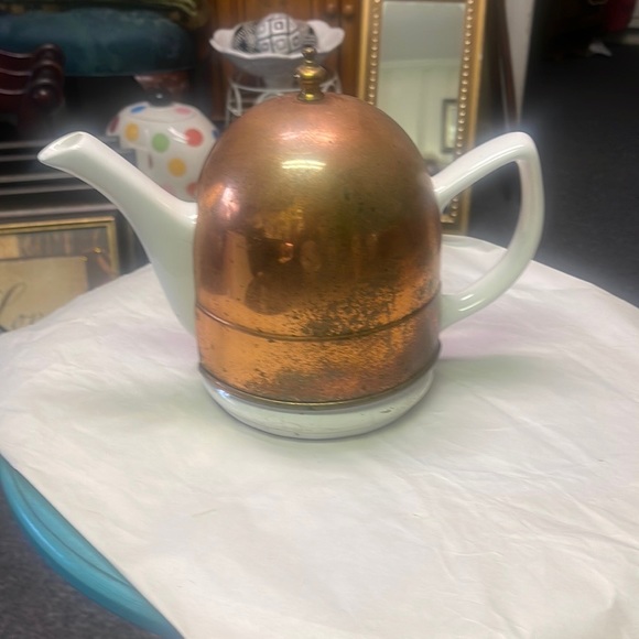 Baker, Hart & Stuart Teapot with Vintage PorcelainCopper 1970s - Picture 2 of 3